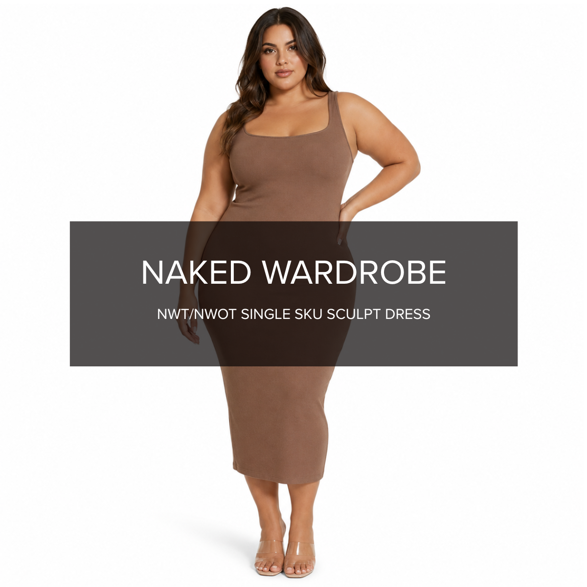Naked Wardrobe "Sculpt Tank Midi Dress" Plus-Size Single SKU Box - NuSource