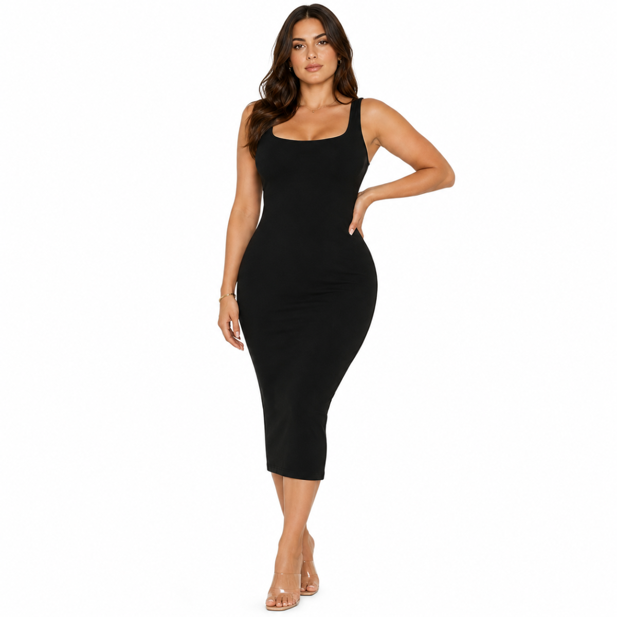 Naked Wardrobe "Sculpt Tank Midi Dress" Plus-Size Single SKU Box - NuSource